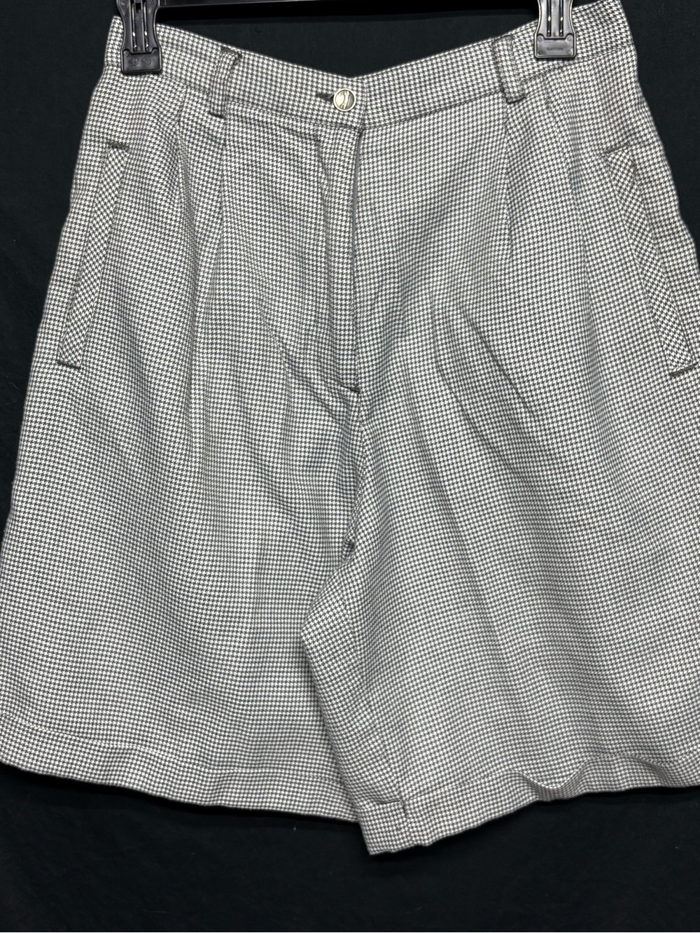 Vtg Liz Golf Houndstooth Shorts Pleated High Rise Cuffed Waist 28 Size 6 8